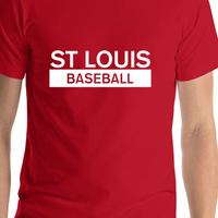 Thumbnail for Custom St Louis Baseball T-Shirt - Red - Shirt Close-Up View