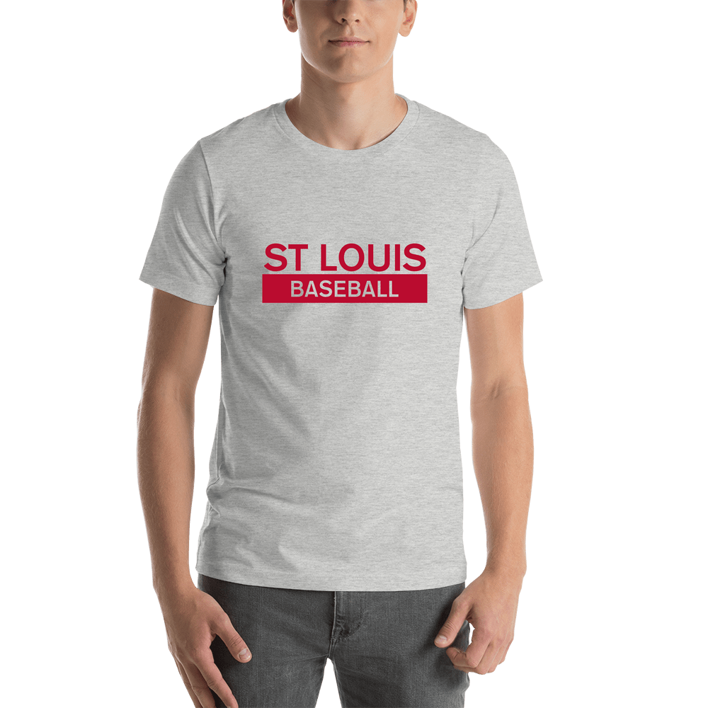 Custom St Louis Baseball T-Shirt - Grey - Shirt View
