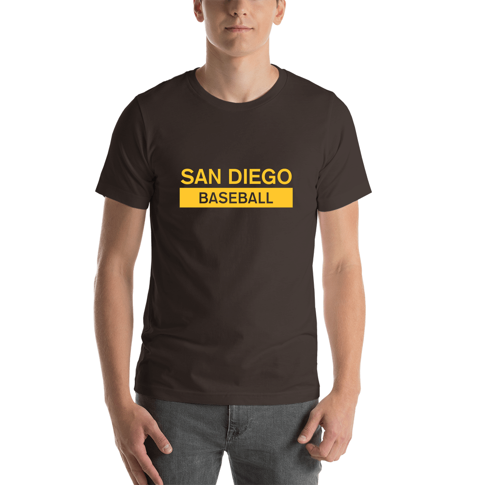 Custom San Diego Baseball T-Shirt - Brown - Shirt View