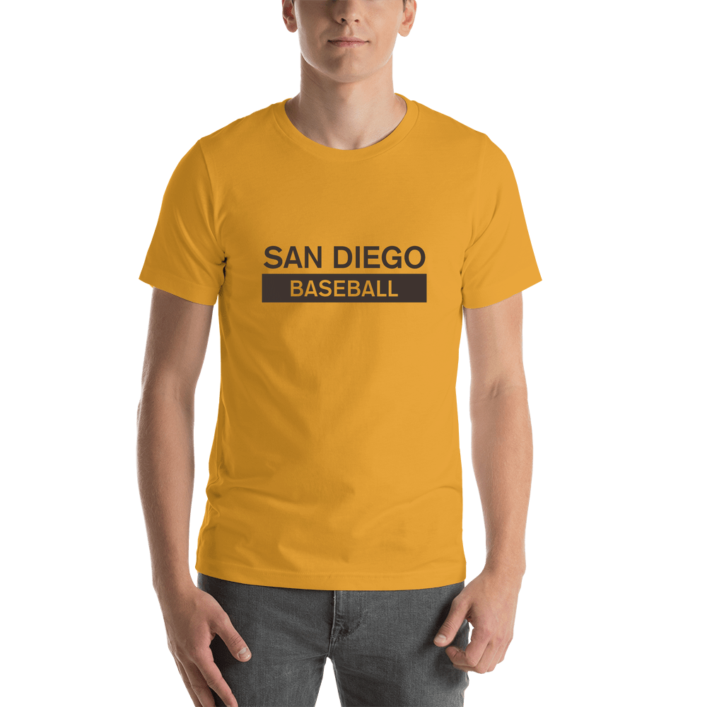 Custom San Diego Baseball T-Shirt - Mustard - Shirt View