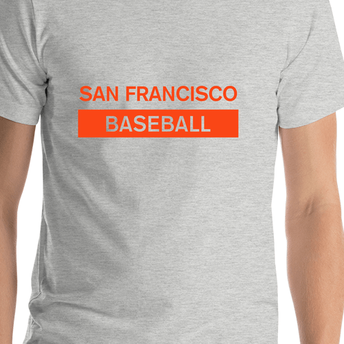 Custom San Francisco Baseball T-Shirt - Grey - Shirt Close-Up View