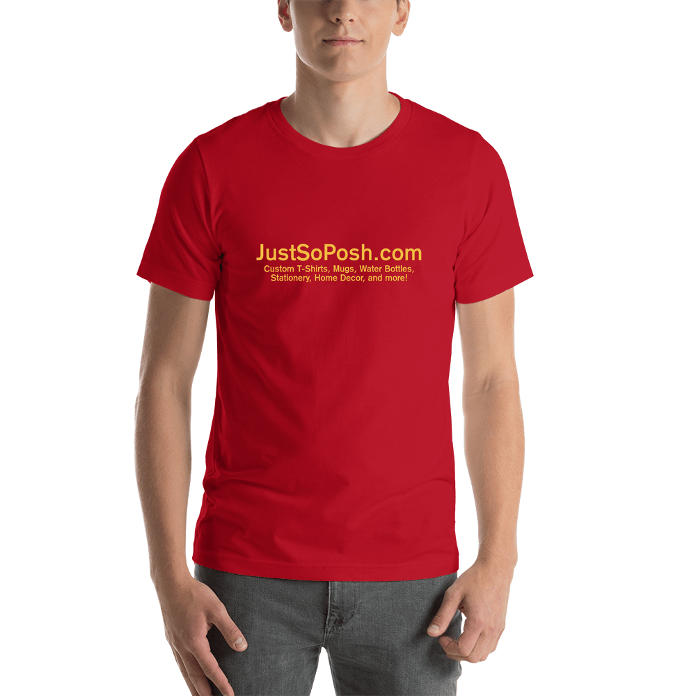Custom T-Shirt for your Website, Promote your Business with your Web Address and Slogan, Red Shirt - Shirt View