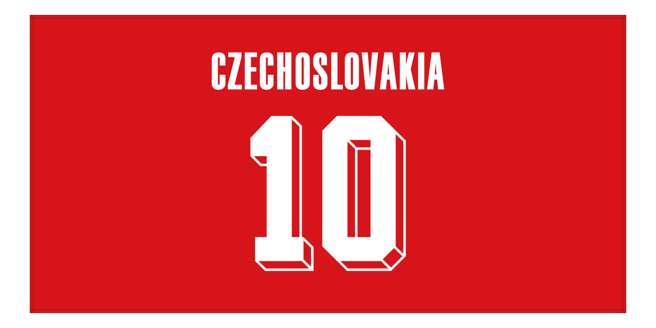 Personalized Czechoslovakia Jersey Number Beach Towel - Red - Front View