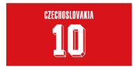 Thumbnail for Personalized Czechoslovakia Jersey Number Beach Towel - Red - Front View