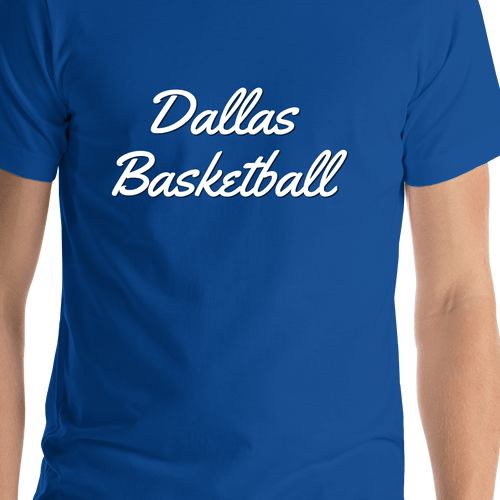 Personalized Dallas Basketball T-Shirt - Blue - Shirt Close-Up View