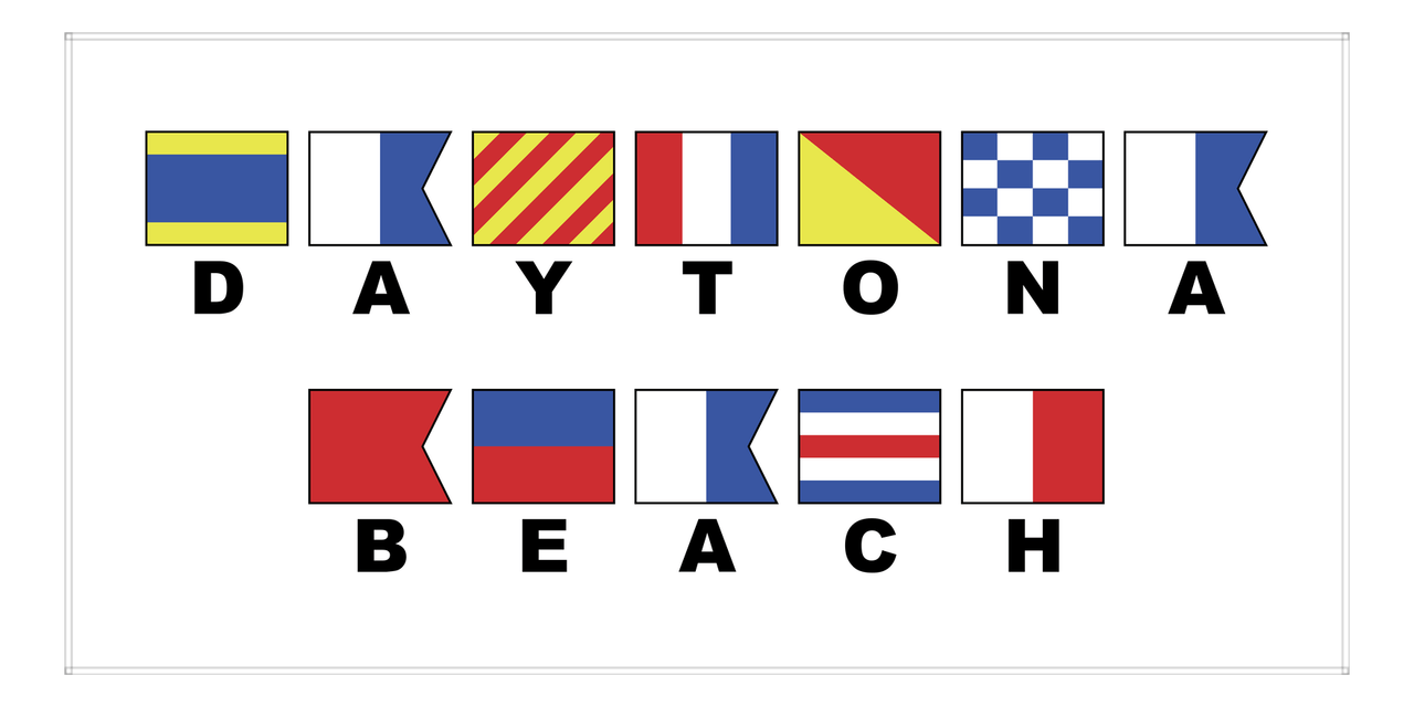 Daytona Beach Nautical Flags Beach Towel - Front View