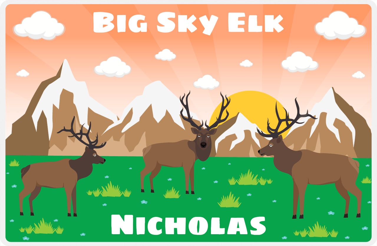 Personalized Deer Placemat II - Big Sky Elk - Orange Background -  View
