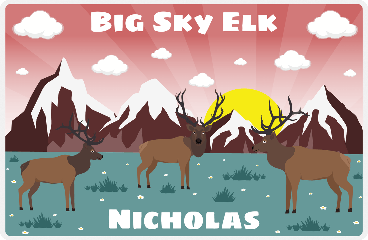 Personalized Deer Placemat II - Big Sky Elk - Red Background -  View