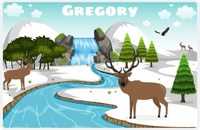 Thumbnail for Personalized Deer Placemat VI - River Valley - Teal Background -  View