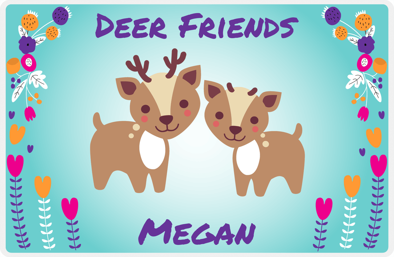 Personalized Deer Placemat VII - Deer Friends - Teal Background -  View