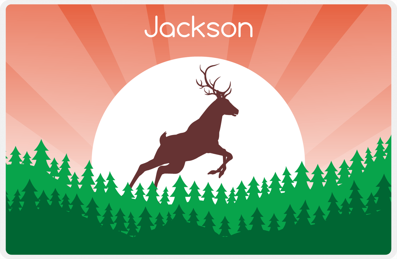 Personalized Deer Placemat VIII - Forest Silhouette -  View