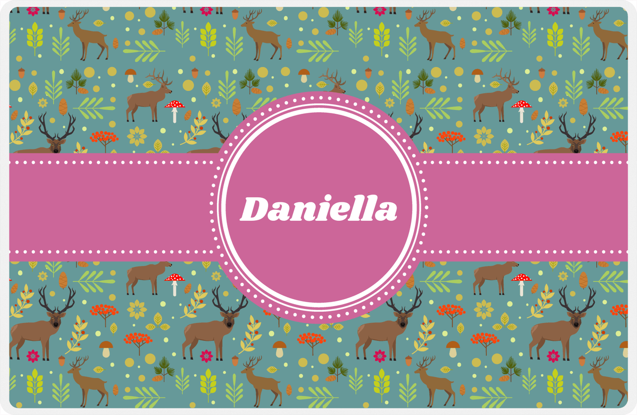 Personalized Deer Placemat X - Circle Ribbon Nameplate -  View