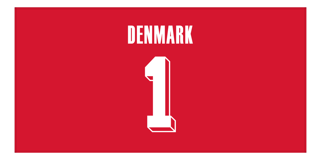 Personalized Denmark Jersey Number Beach Towel - Red - Front View