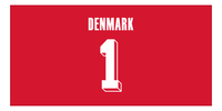 Thumbnail for Personalized Denmark Jersey Number Beach Towel - Red - Front View