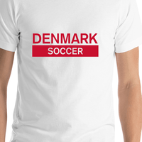 Thumbnail for Denmark Soccer T-Shirt - White - Shirt Close-Up View