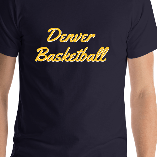 Personalized Denver Basketball T-Shirt - Blue - Shirt Close-Up View