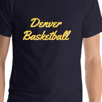 Thumbnail for Personalized Denver Basketball T-Shirt - Blue - Shirt Close-Up View