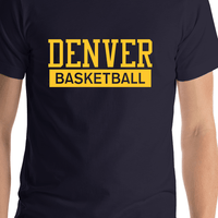 Thumbnail for Denver Basketball T-Shirt - Blue - Shirt Close-Up View