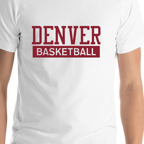 Denver Basketball T-Shirt - White - Shirt Close-Up View