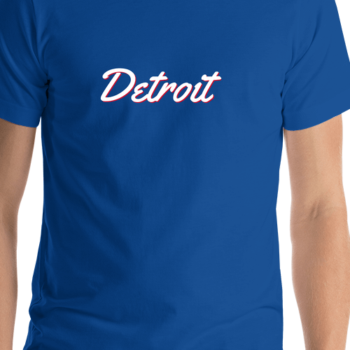 Personalized Detroit T-Shirt - Blue - Shirt Close-Up View