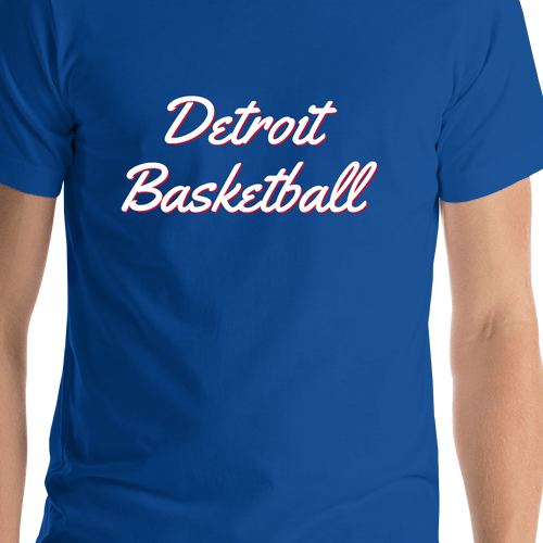 Personalized Detroit Basketball T-Shirt - Blue - Shirt Close-Up View
