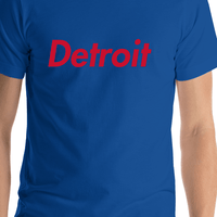 Thumbnail for Personalized Detroit T-Shirt - Blue - Shirt Close-Up View