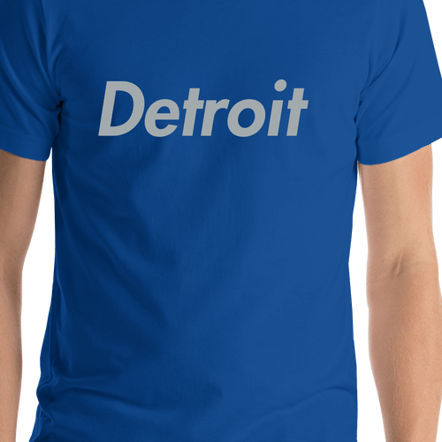 Personalized Detroit T-Shirt - Blue - Shirt Close-Up View