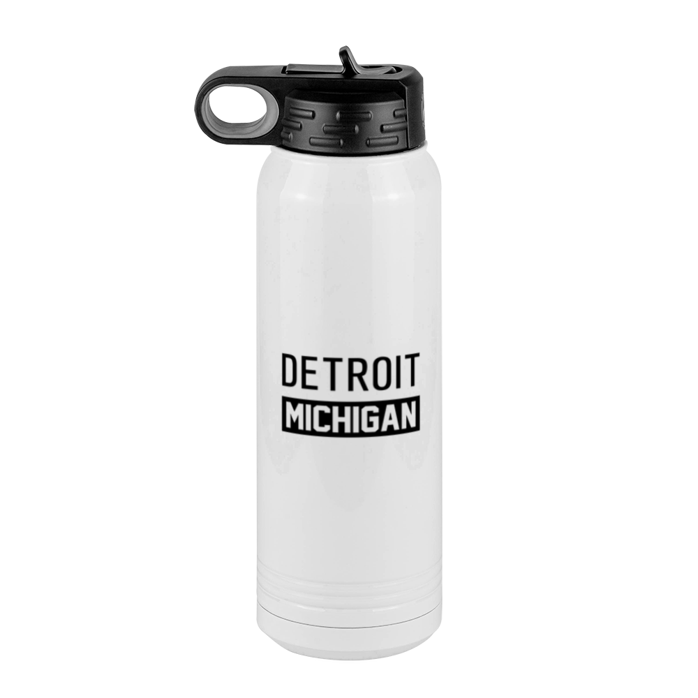 Personalized Detroit Michigan Water Bottle (30 oz) - Left View