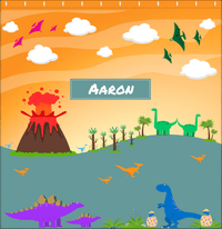 Thumbnail for Personalized Dinosaur Shower Curtain I - Orange Background - Nameplate I - Decorate View