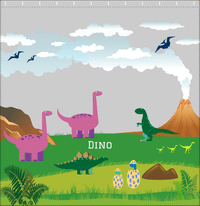 Thumbnail for Personalized Dinosaur Shower Curtain IV - Grey Background - Active Volcano - Decorate View