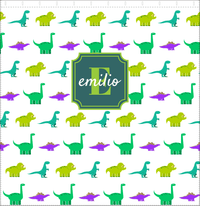 Thumbnail for Personalized Dinosaur Shower Curtain V - White Background - Stamp Nameplate - Decorate View