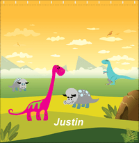 Thumbnail for Personalized Dinosaur Shower Curtain X - Green Background - With Rock - Decorate View
