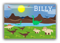 Thumbnail for Personalized Dinosaur Canvas Wrap & Photo Print III - Blue Background I - Front View