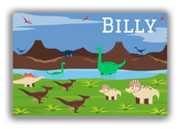 Thumbnail for Personalized Dinosaur Canvas Wrap & Photo Print III - Blue Background II - Front View