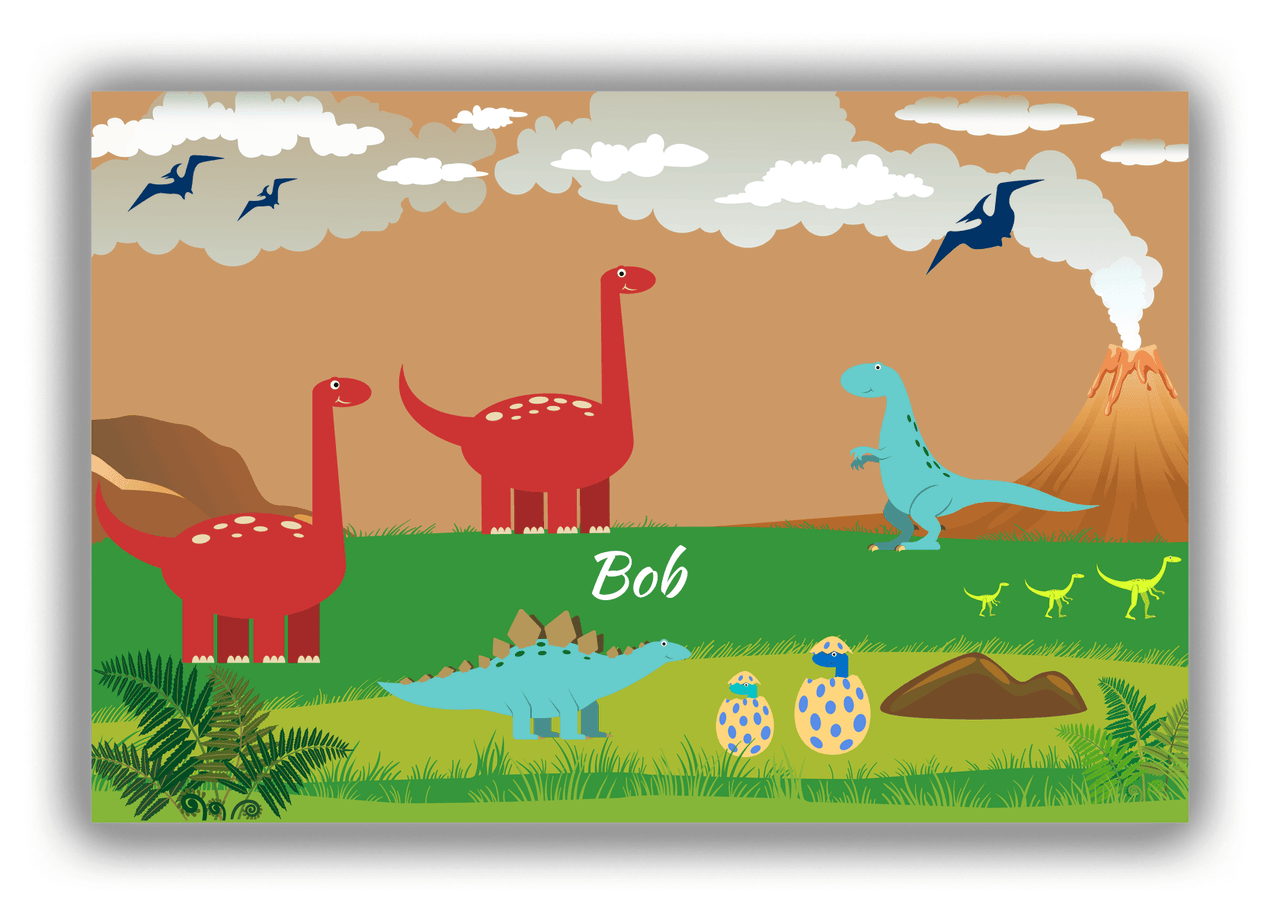 Personalized Dinosaur Canvas Wrap & Photo Print IV - Brown Background I - Front View