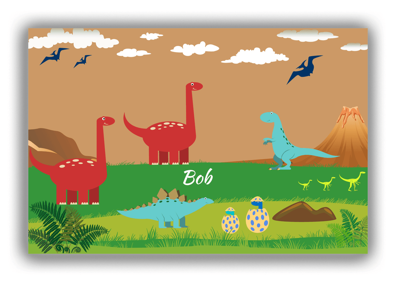 Personalized Dinosaur Canvas Wrap & Photo Print IV - Brown Background II - Front View