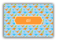 Thumbnail for Personalized Dinosaur Canvas Wrap & Photo Print VI - Light Blue with Decorative Rectangle Nameplate - Front View