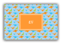 Thumbnail for Personalized Dinosaur Canvas Wrap & Photo Print VI - Light Blue with Rectangle Nameplate - Front View