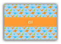 Thumbnail for Personalized Dinosaur Canvas Wrap & Photo Print VI - Light Blue with Ribbon Nameplate - Front View