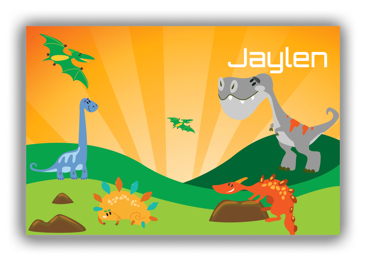 Personalized Dinosaur Canvas Wrap & Photo Print IX - Green Grass - Front View