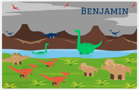Thumbnail for Personalized Dinosaur Placemat - Dinosaur III - Grey Background -  View