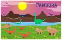Thumbnail for Personalized Dinosaur Placemat - Dinosaur III - Orchid Sunny Background -  View