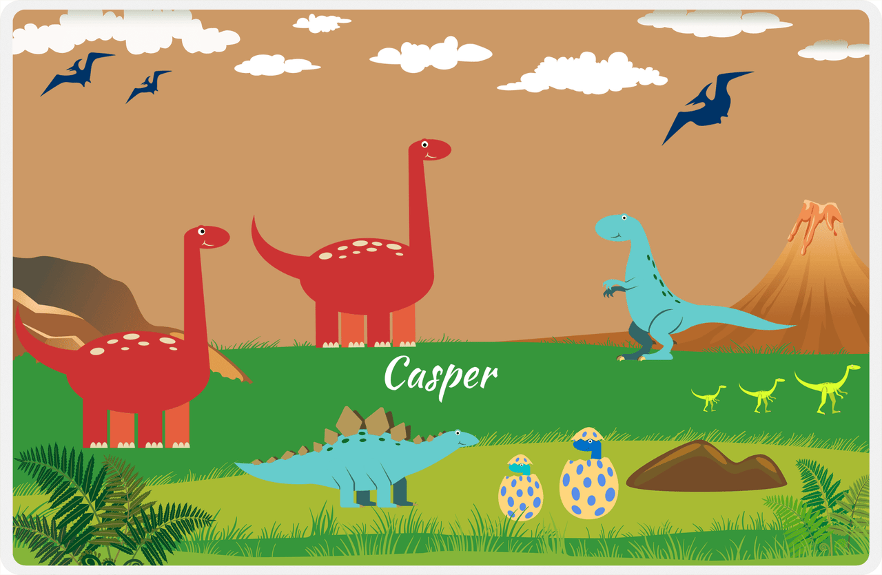 Personalized Dinosaur Placemat - Dinosaur IV - Brown Background -  View
