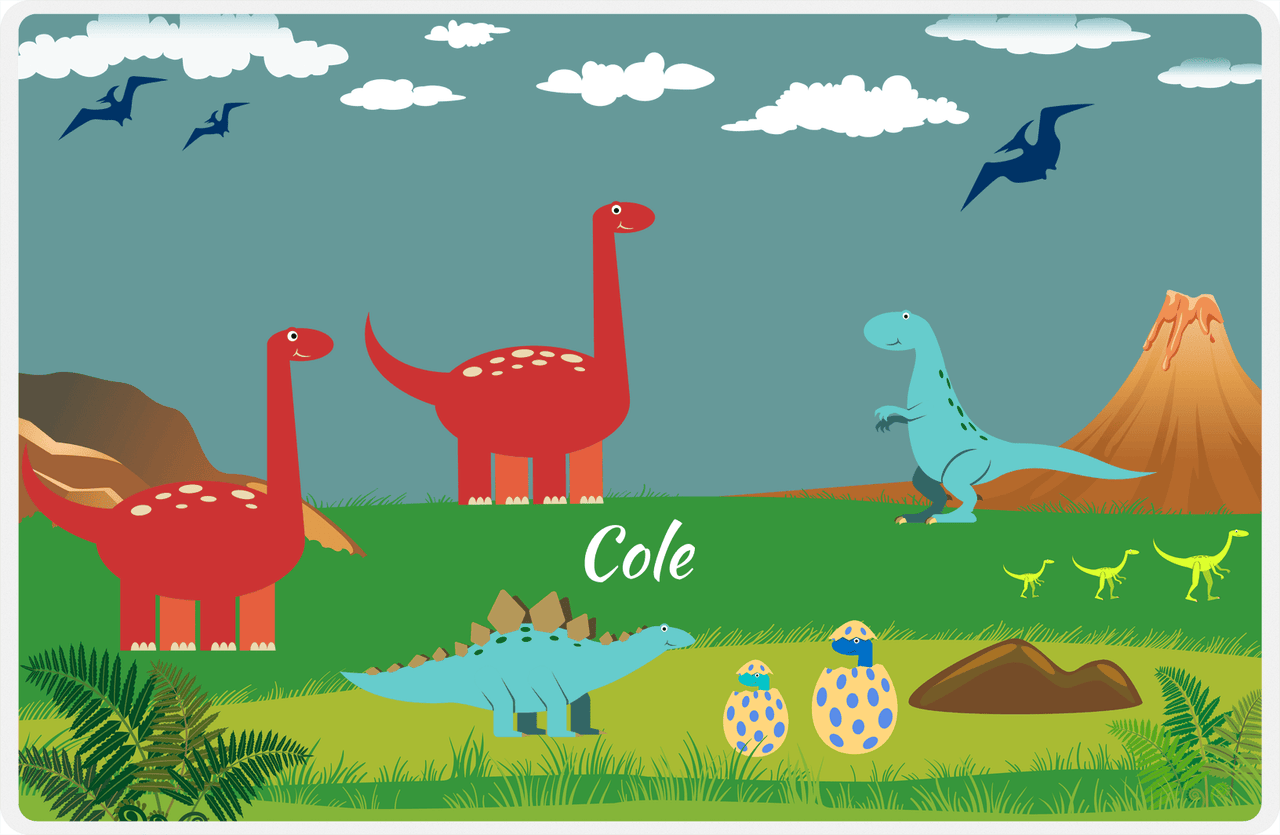 Personalized Dinosaur Placemat - Dinosaur IV - Patina Background -  View