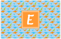 Thumbnail for Personalized Dinosaur Placemat - Dinosaur VI - Blue with Orange Square Nameplate -  View