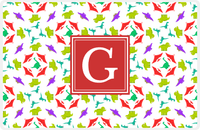 Thumbnail for Personalized Dinosaur Placemat - Dinosaur VII - White with Red Square Nameplate -  View