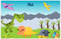 Thumbnail for Personalized Dinosaur Placemat - Dinosaur VIII - Lime Grass with Clear Sky -  View