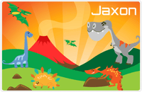 Thumbnail for Personalized Dinosaur Placemat - Dinosaur IX - Green Grass with Volcano -  View