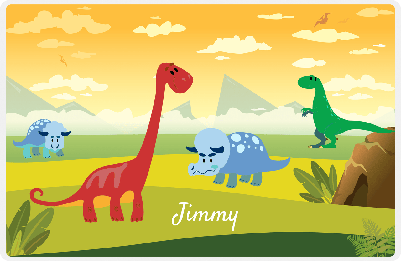 Personalized Dinosaur Placemat - Dinosaur X - Rock -  View
