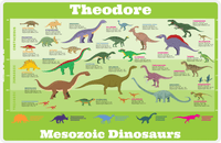 Thumbnail for Personalized Dinosaur Evolution Placemat III - Mesozoic Dinosaurs - Green Background -  View